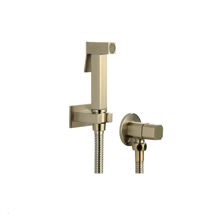 Factory direct sale brass toilet faucet gold black square bathroom bidet sprayer Shattaf set