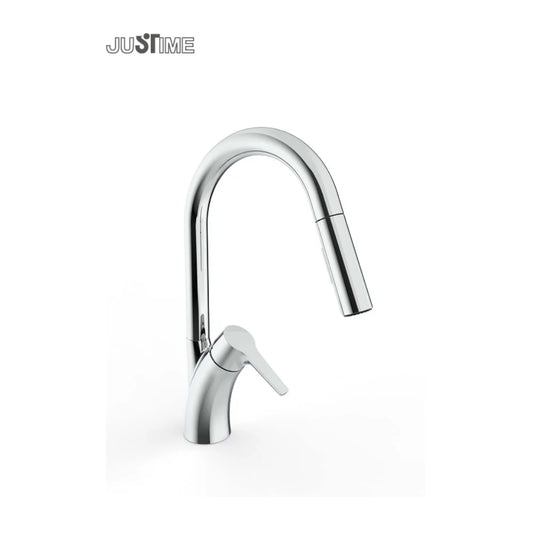 Single handle mixer kitchen sink faucet with pull down sprayer brass chrome