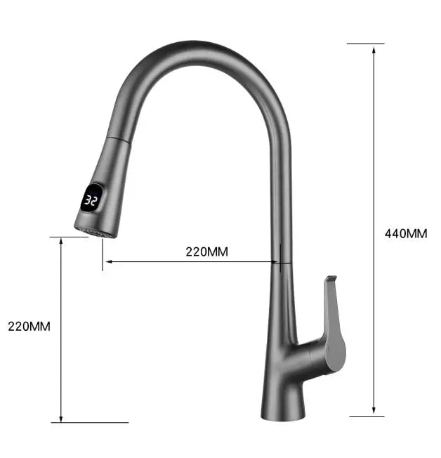 LED Temperature Display Motion Sensor Pull Down Kitchen Faucet Pillar Sink Mixer with Sensor Faucet