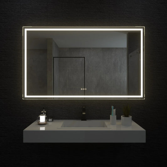 Temper Technology Frameless Large LED Bathroom Mirror Four Strip Lights