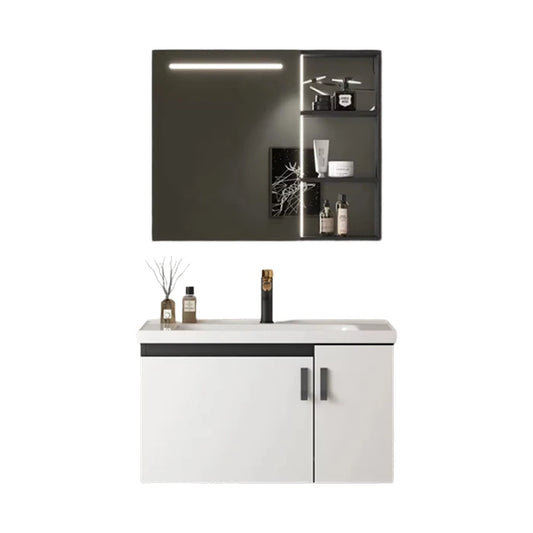 Designer Series Modern Rectangular Bathroom Mirror Aluminum Basin Cabinet Set