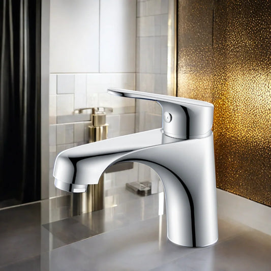 Modern Single-Hole Brass Bathroom Waterfall Faucet Hot and Cold Water Taps Single Lever Basin Mixer for Wash Basin