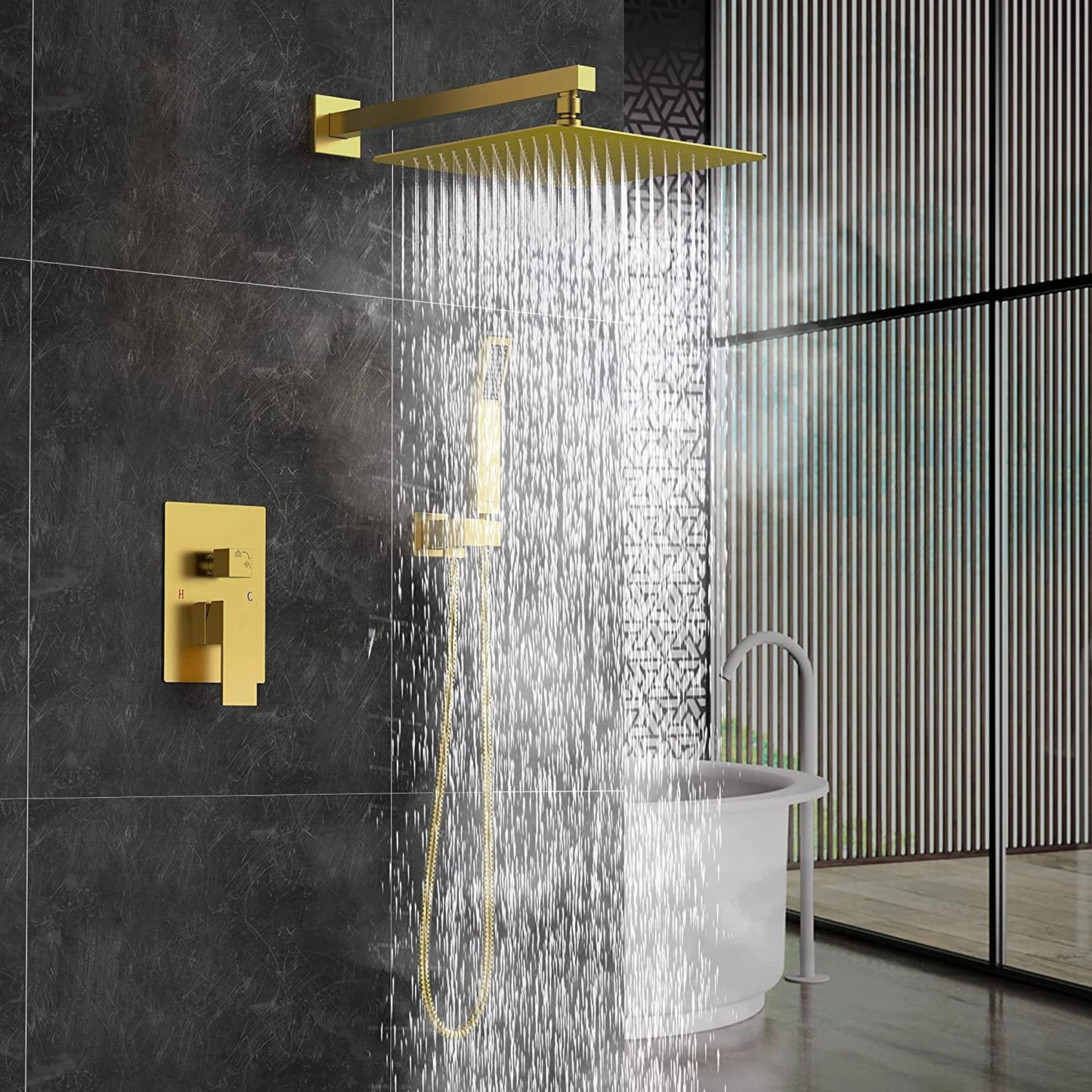 Wall Mounted Shower Faucets Brass Bathroom concealed Shower Faucet Mixer Set with Rain Shower Head