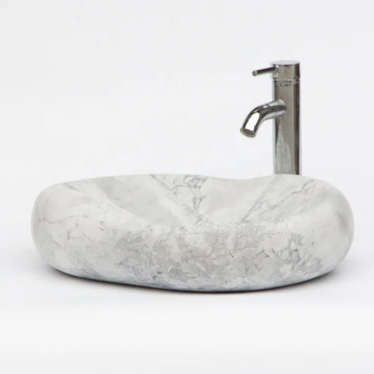 Solid surface grey marble tabletop restaurant wash basin integrated bathroom wash basin