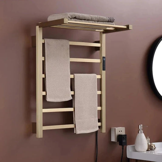 New touch screen smart classic red gold electric heated towel rack vertical rotation intelligent control