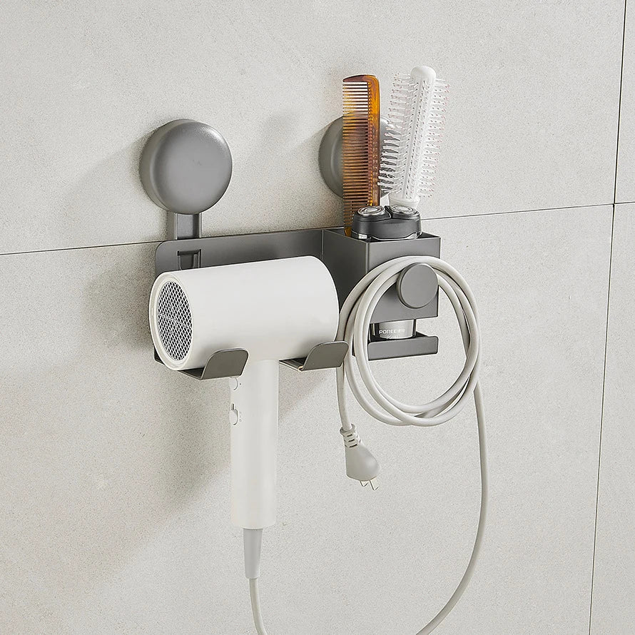 Bathroom wall mounted hair dryer holder metal hair dryer storage