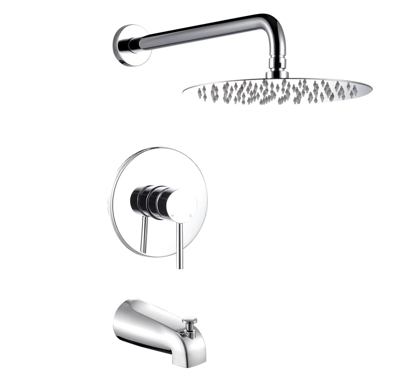 Factory Black Wall Mount Tub and Shower Trim Kit with Valve including 8-Inch Eco-Performance Rainshower