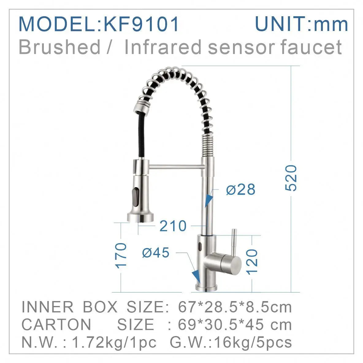 New intelligent touchless infrared induction electric water heater faucet pull down stainless steel sensor kitchen faucet