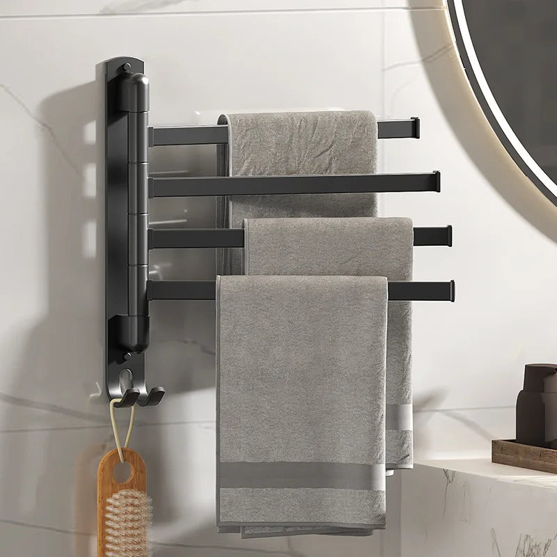 Modern hotel bathroom toilet accessories commercial 304 stainless steel 4 rods freestanding foldable towel rack