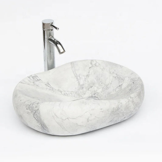 Solid surface grey marble tabletop restaurant wash basin integrated bathroom wash basin