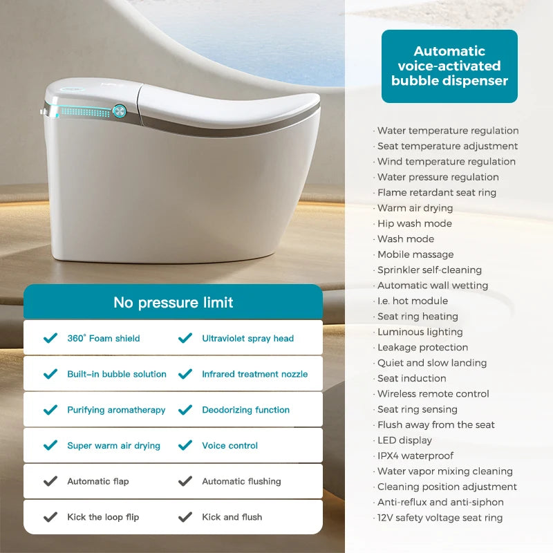 Stylish floor-standing automatic sensor flushing bidet bathroom integrated automatic smart toilet