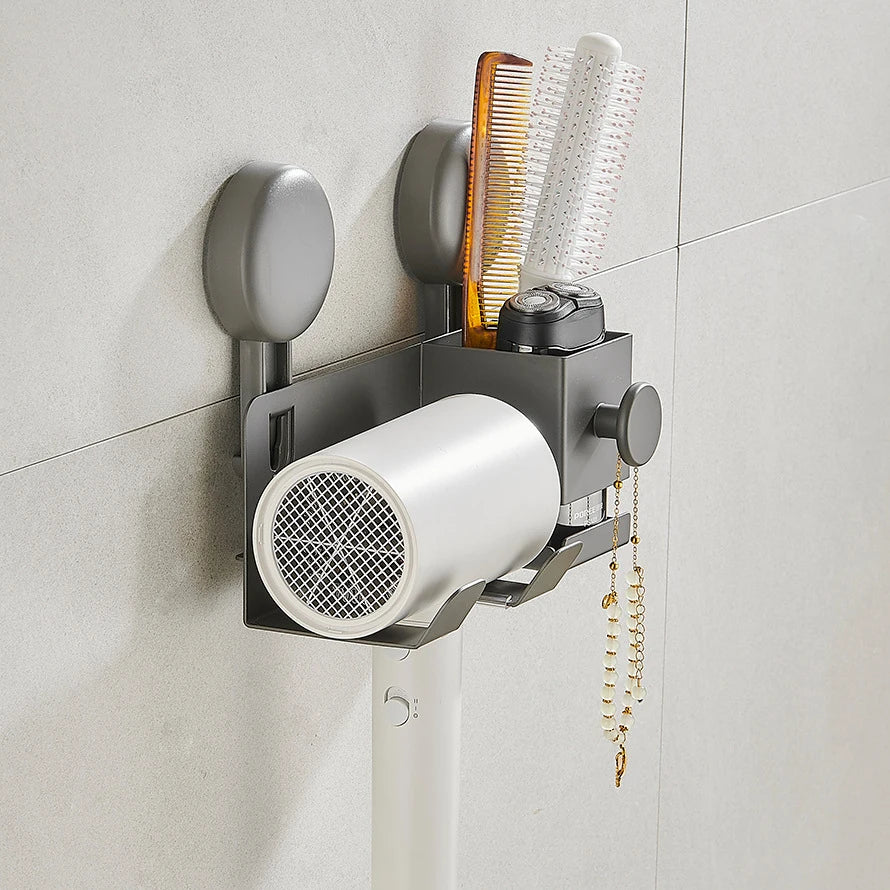 Bathroom wall mounted hair dryer holder metal hair dryer storage