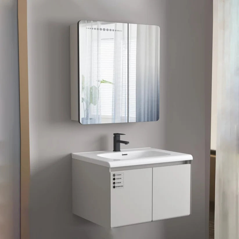 European style wall mounted mirror cabinet set waterproof bathroom wash basin dressing table