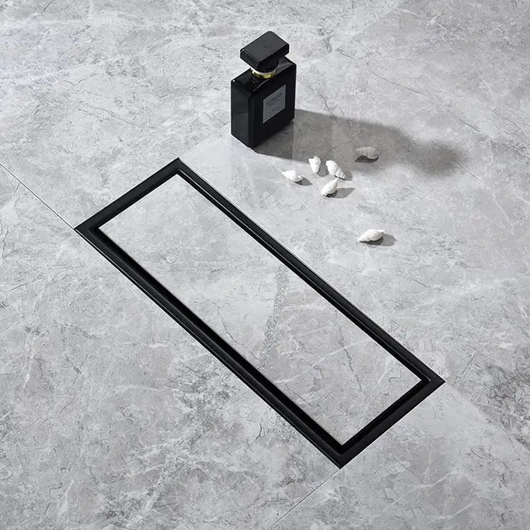 Matt black factory direct sales Abs bathroom rectangular bathroom toilet shower floor drain linear shower Sus 304 drain pipe