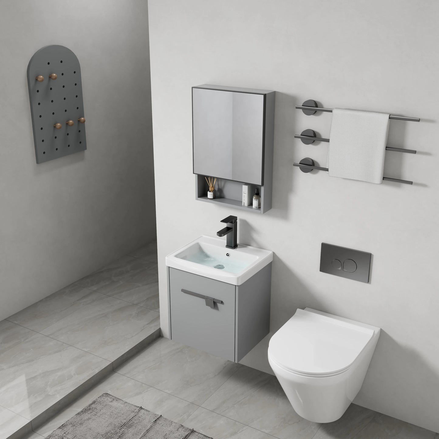 Modern luxury integrated basin bathroom furniture set space bathroom cabinet combination washbasin