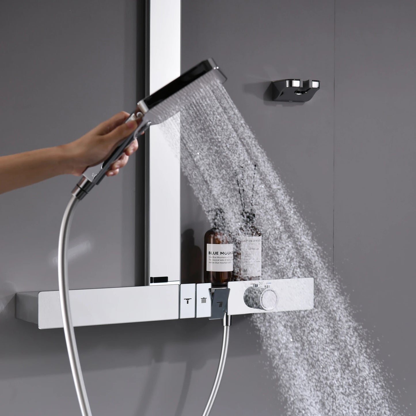 square popular hot sale 3 function high quality Luxury thermostat shower faucet