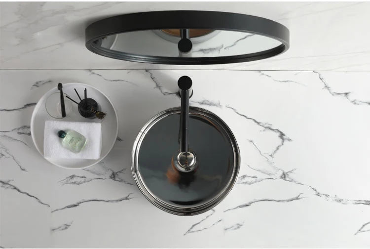 Hotel bathroom ceramic washbasin art round sink tabletop basin silver small washbasin