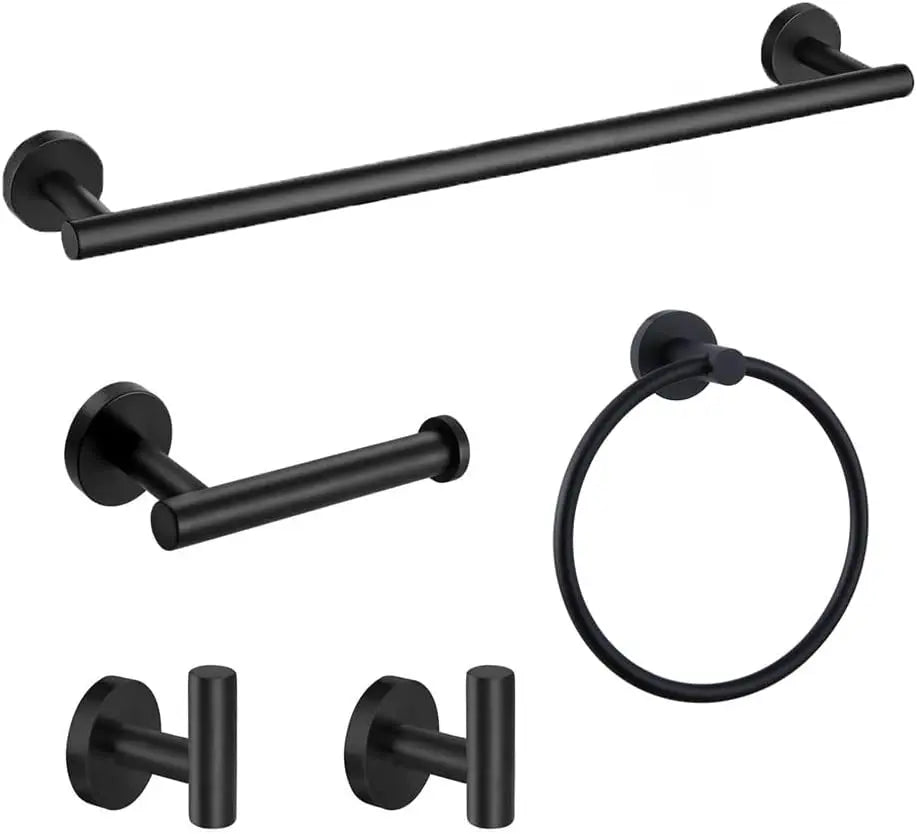 Matte Black Towel Bar Set Stainless Steel Bathroom Accessories Set 24 Inch Bath Towel Bar Wall Mounted Towel Rack