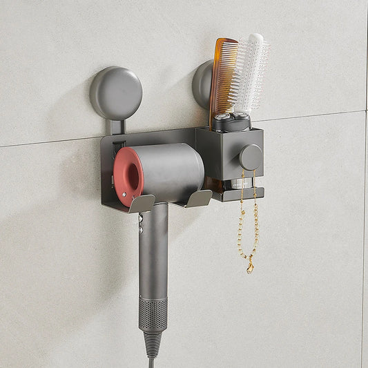 Bathroom wall mounted hair dryer holder metal hair dryer storage