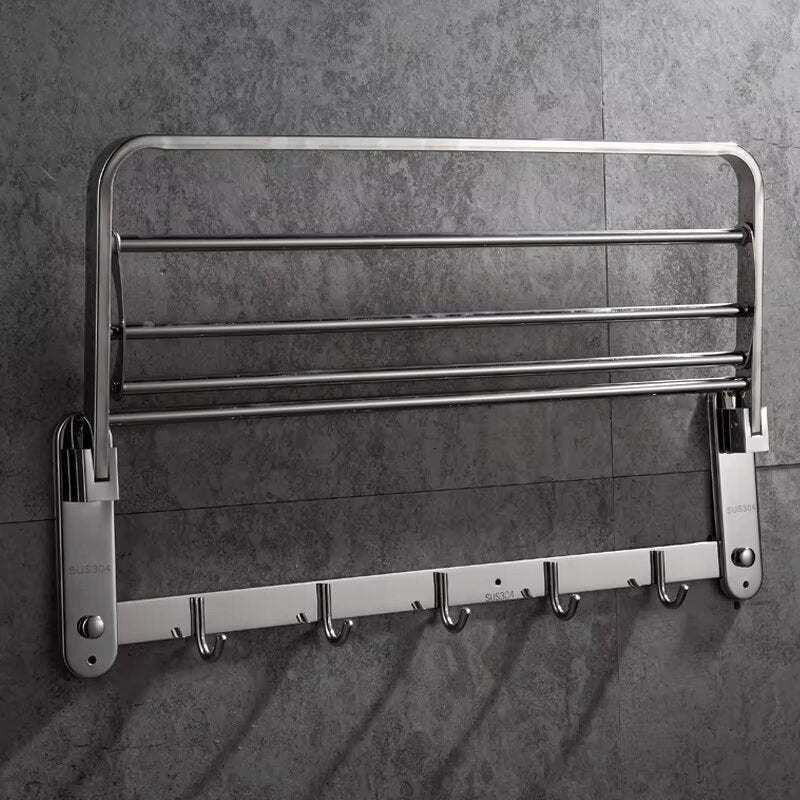 Hotel apartment bathroom toilet accessories towel bar stainless steel foldable towel rack