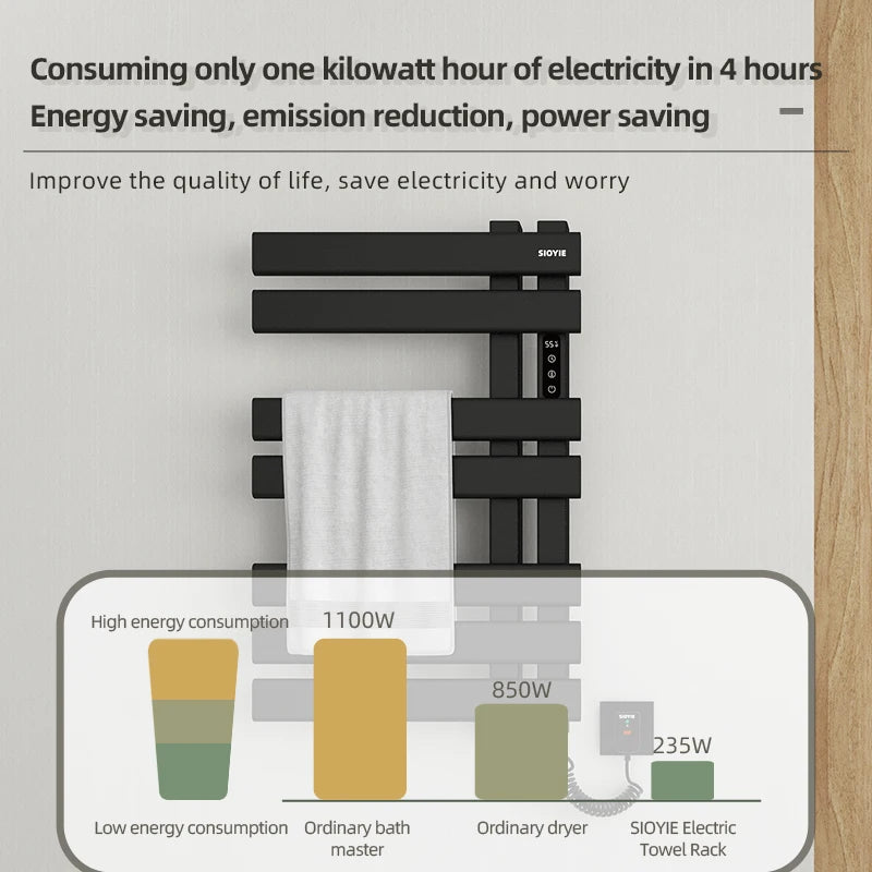 Bathroom Toilet Radiator Electric Heating Towel Warmer Drying Rack Wall Mounted Smart Bath Towel Track Rack With Thermostat