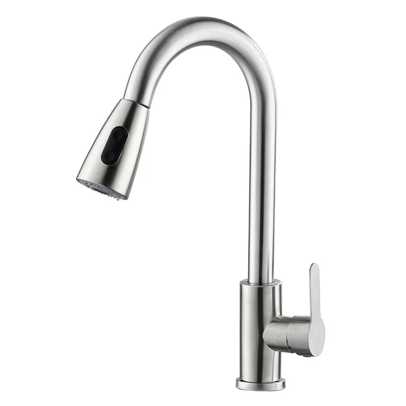 Sealed 304 stainless steel original color sink kitchen pull out faucet