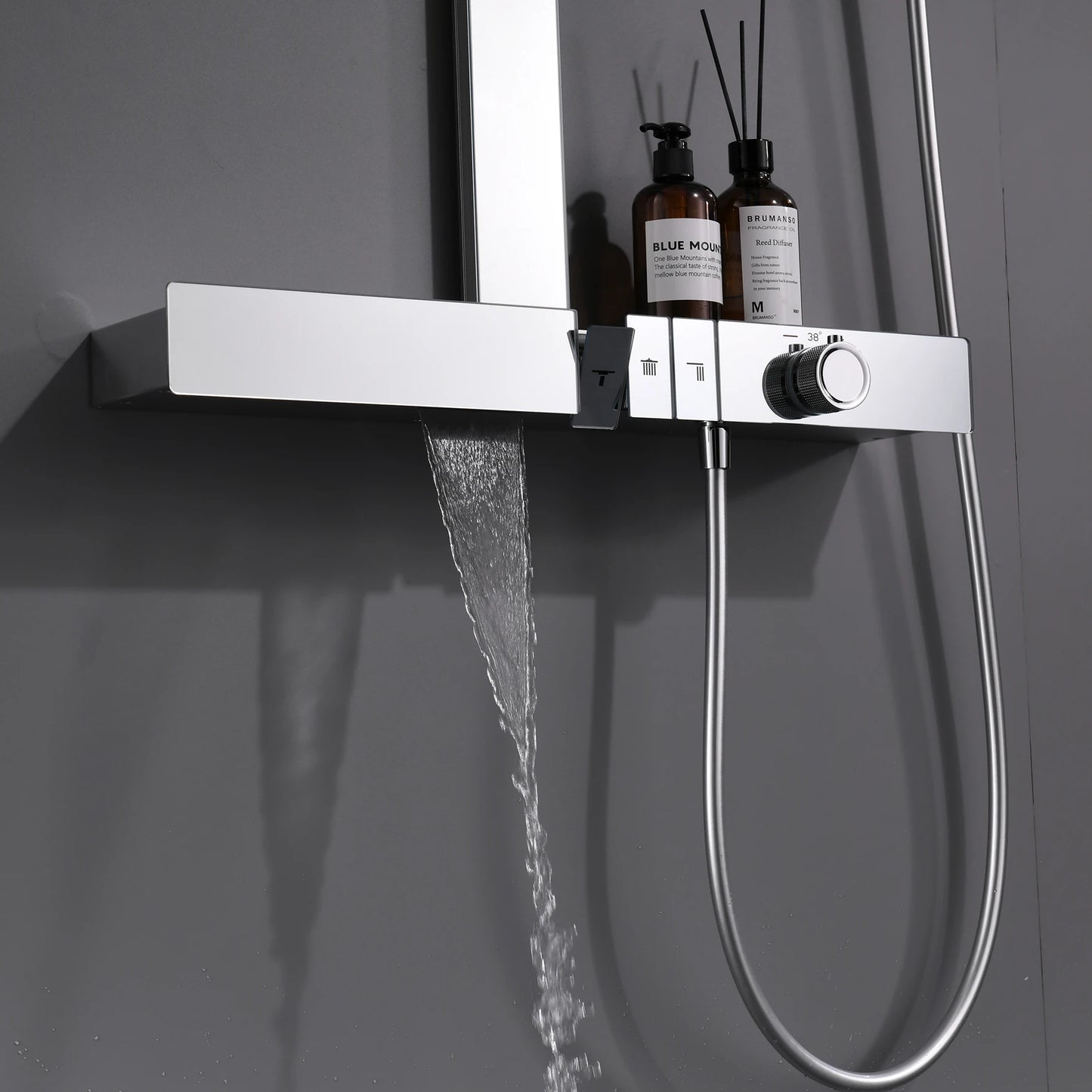 square popular hot sale 3 function high quality Luxury thermostat shower faucet