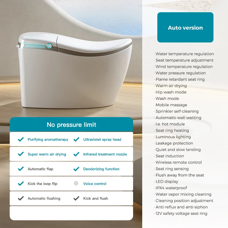 Stylish floor-standing automatic sensor flushing bidet bathroom integrated automatic smart toilet