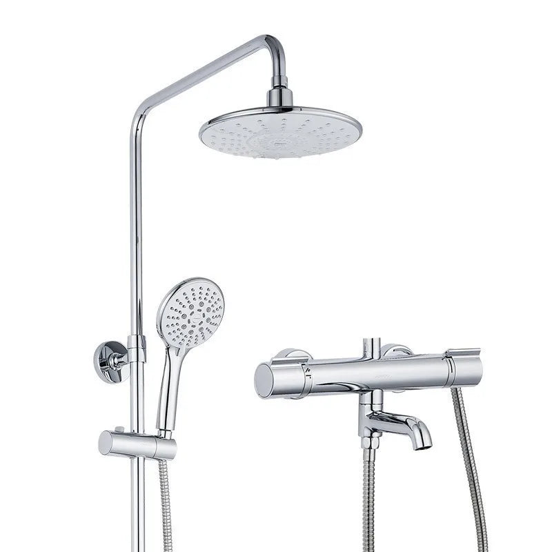 Thermostatic Shower Set Prevent Burns 40 Degree Safety Lock 3 Outlets Wall Mounted Thermostatic Sliding Bar CLASSIC Chrome