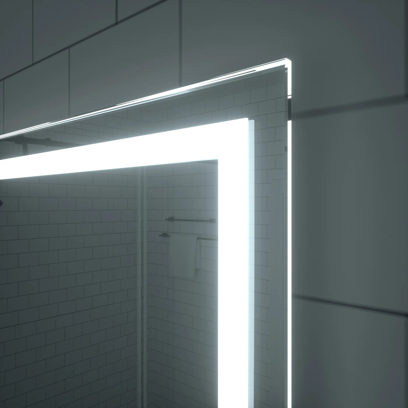 Temper Technology Frameless Large LED Bathroom Mirror Four Strip Lights