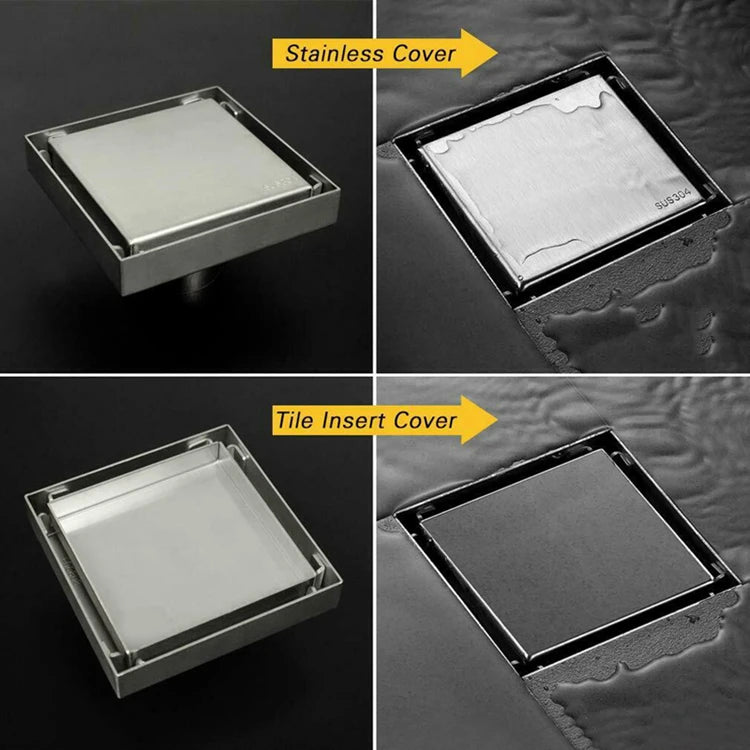 304 stainless steel square shower invisible floor drain with tile inlay grille