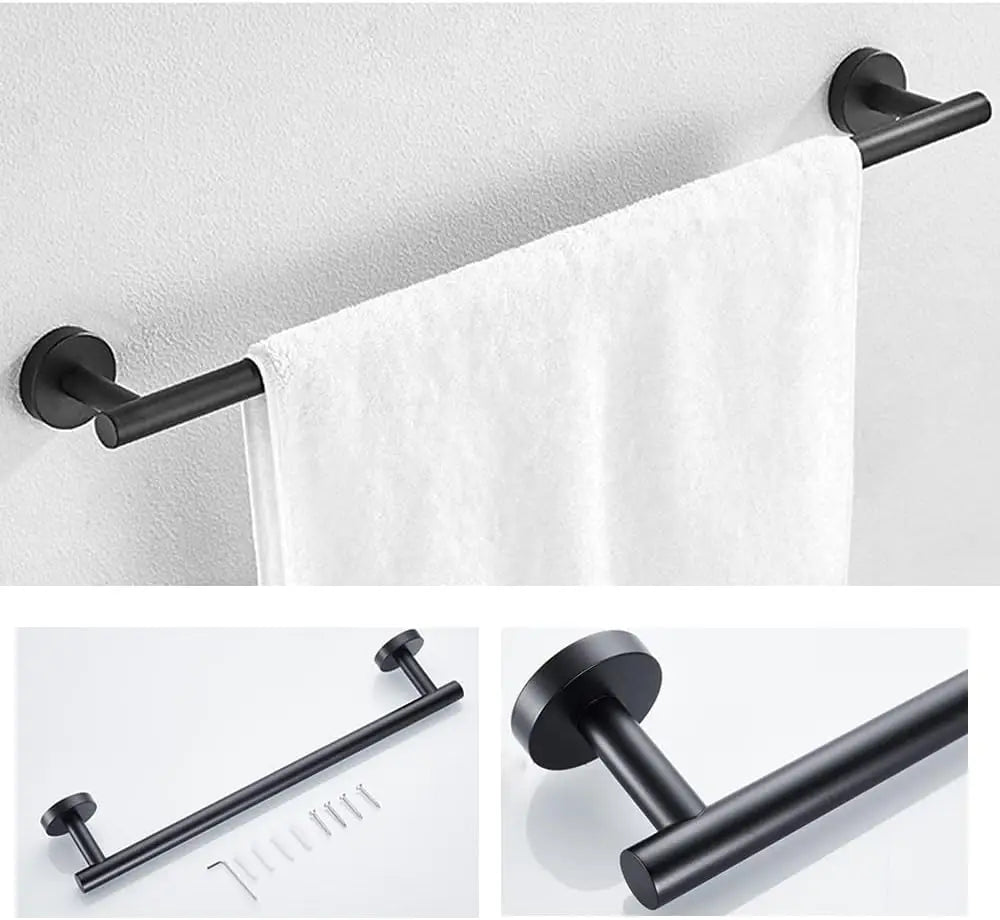 Matte Black Towel Bar Set Stainless Steel Bathroom Accessories Set 24 Inch Bath Towel Bar Wall Mounted Towel Rack