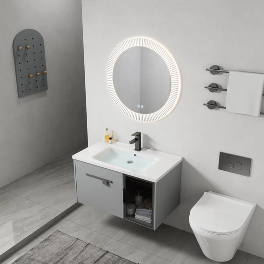 Modern luxury integrated basin bathroom furniture set space bathroom cabinet combination washbasin